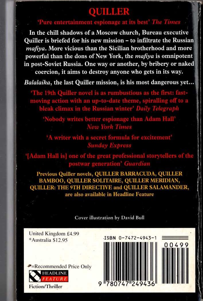 Adam Hall  QUILLER BALALAIKA magnified rear book cover image