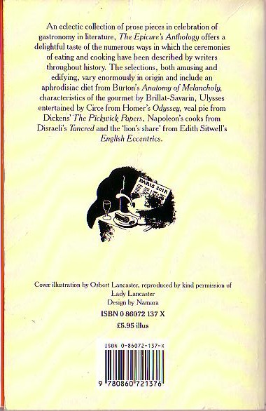 Nancy Quennell (Collects) THE EPICURE'S ANTHOLOGY magnified rear book cover image