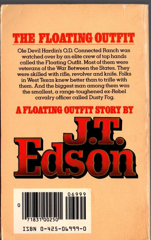 J.T. Edson  THE FLOATING OUTFIT magnified rear book cover image