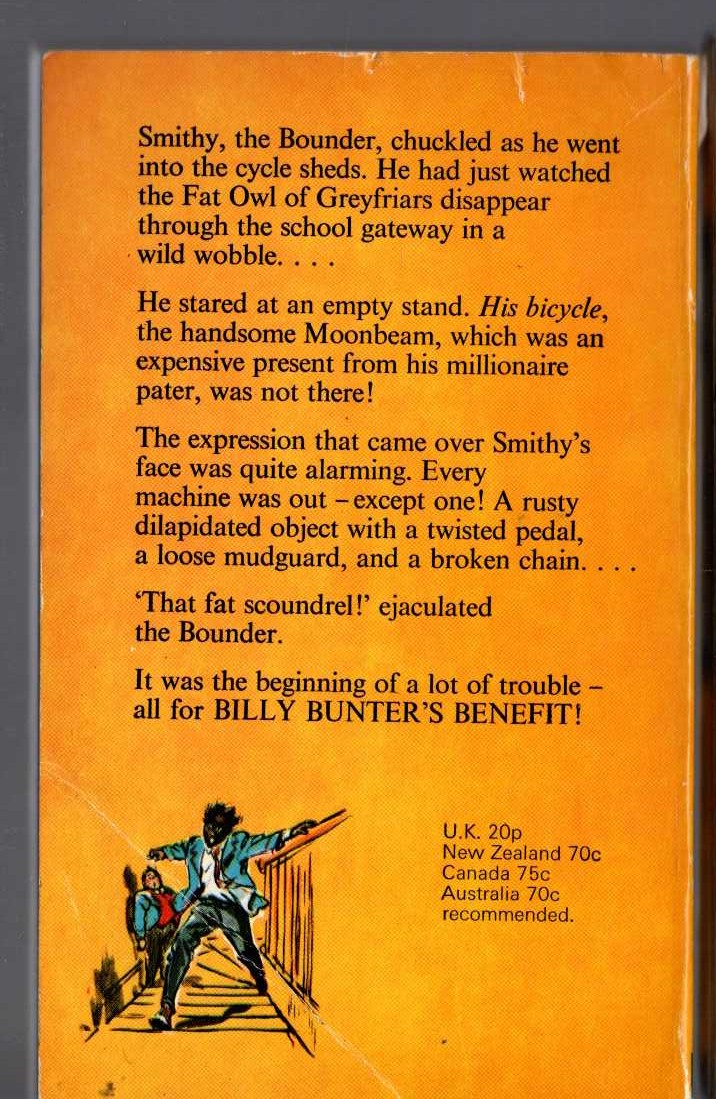 Frank Richards  BILLY BUNTER'S BENEFIT magnified rear book cover image