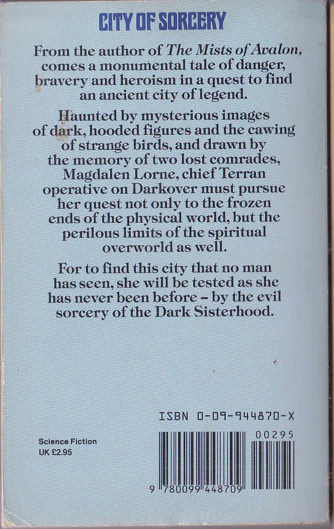 Marion Zimmer Bradley  CITY OF SORCERY magnified rear book cover image