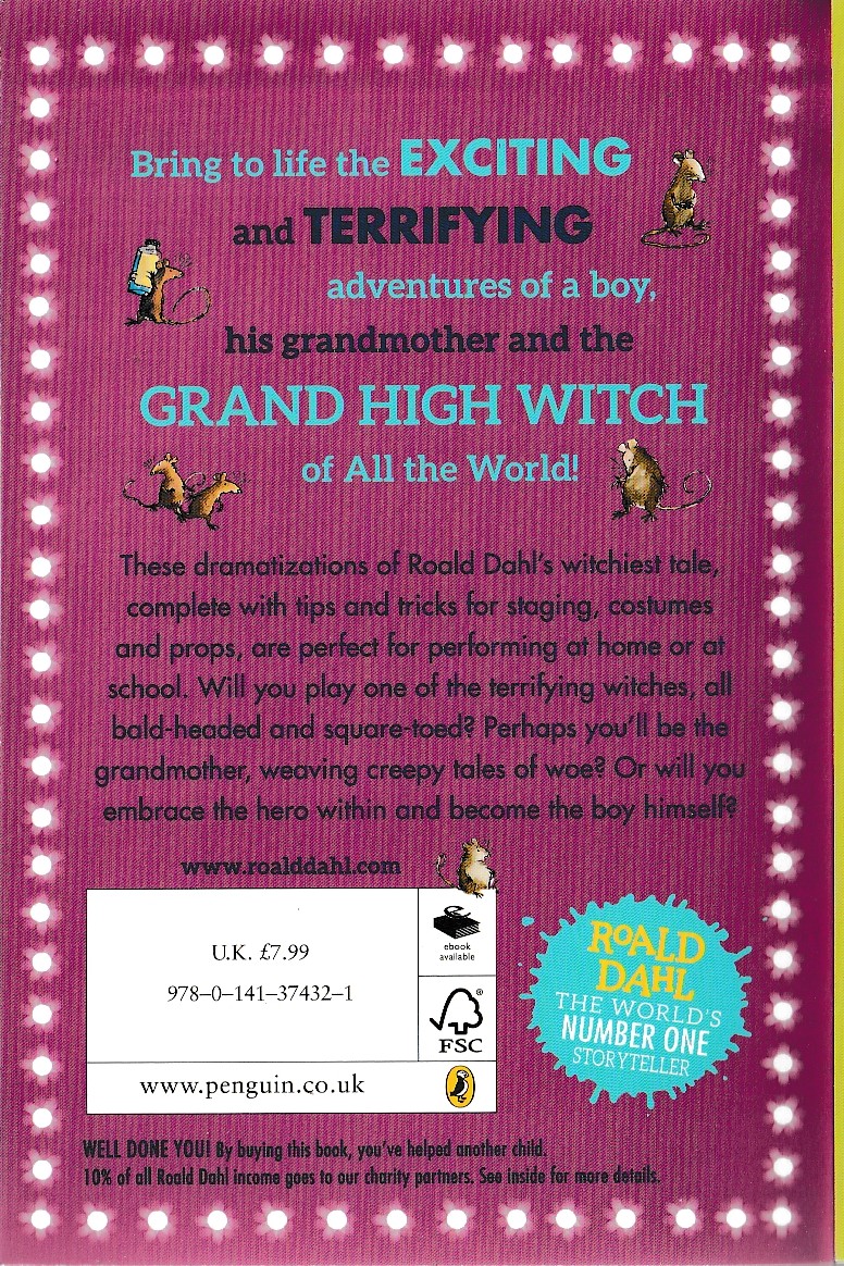 Roald Dahl  THE WITCHES. The Plays [Roald Dahl] magnified rear book cover image