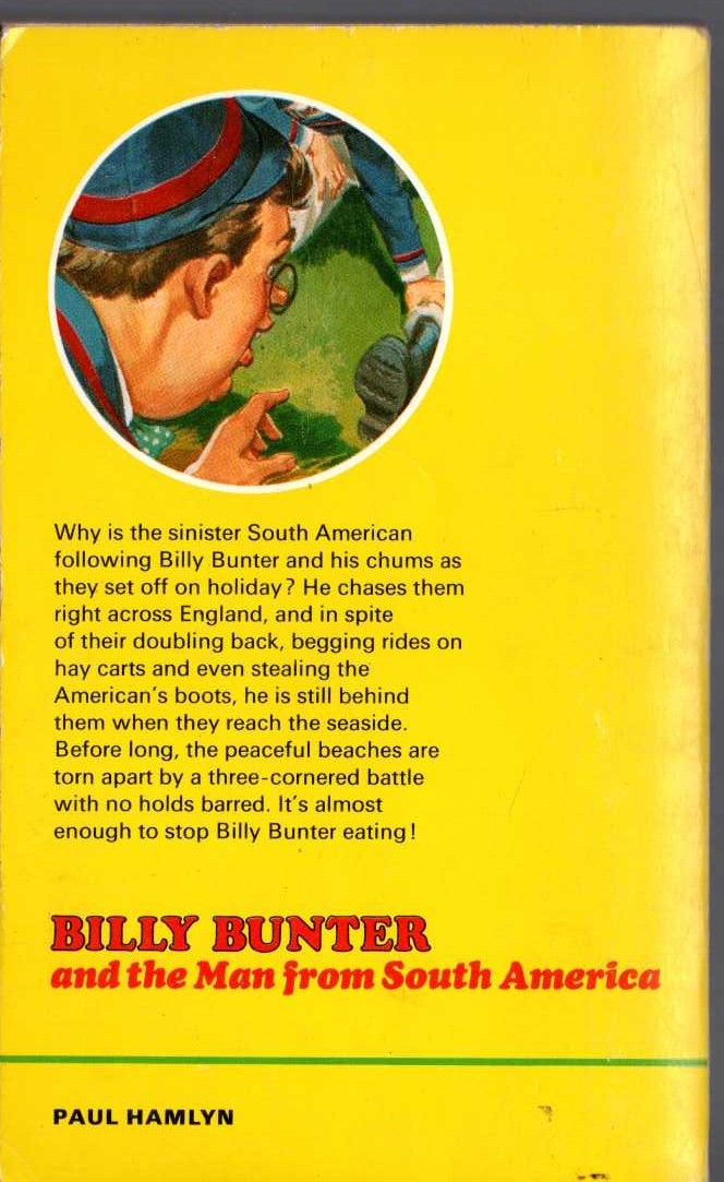 Frank Richards  BILLY BUNTER AND THE MAN FROM SOUTH AMERICA magnified rear book cover image