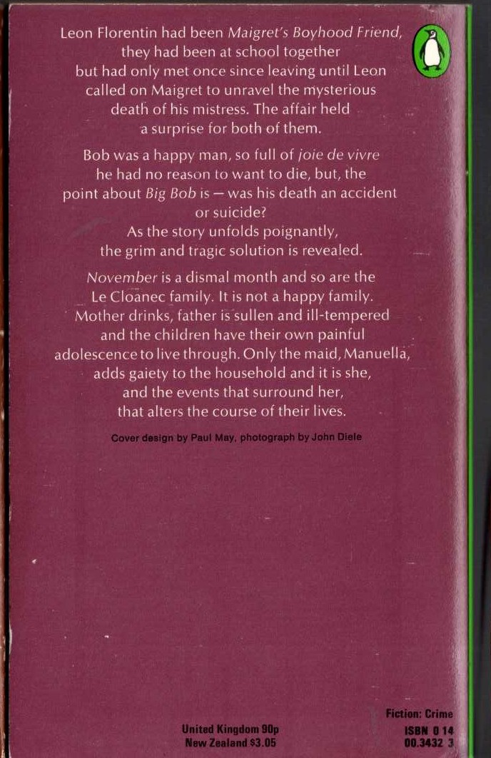Georges Simenon  THE FIFTH SIMENON OMNIBUS: BIG BOB/ MAIGRET'S BOYHOOD FRIEND/ NOVEMBER magnified rear book cover image