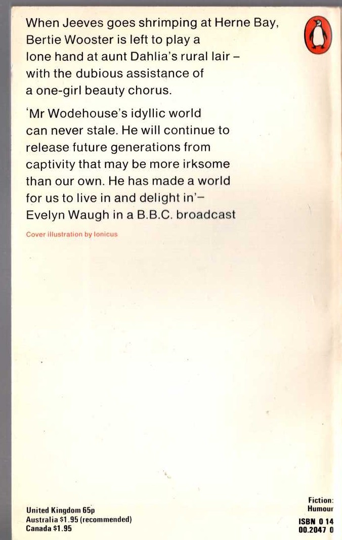 P.G. Wodehouse  JEEVES IN THE OFFING magnified rear book cover image