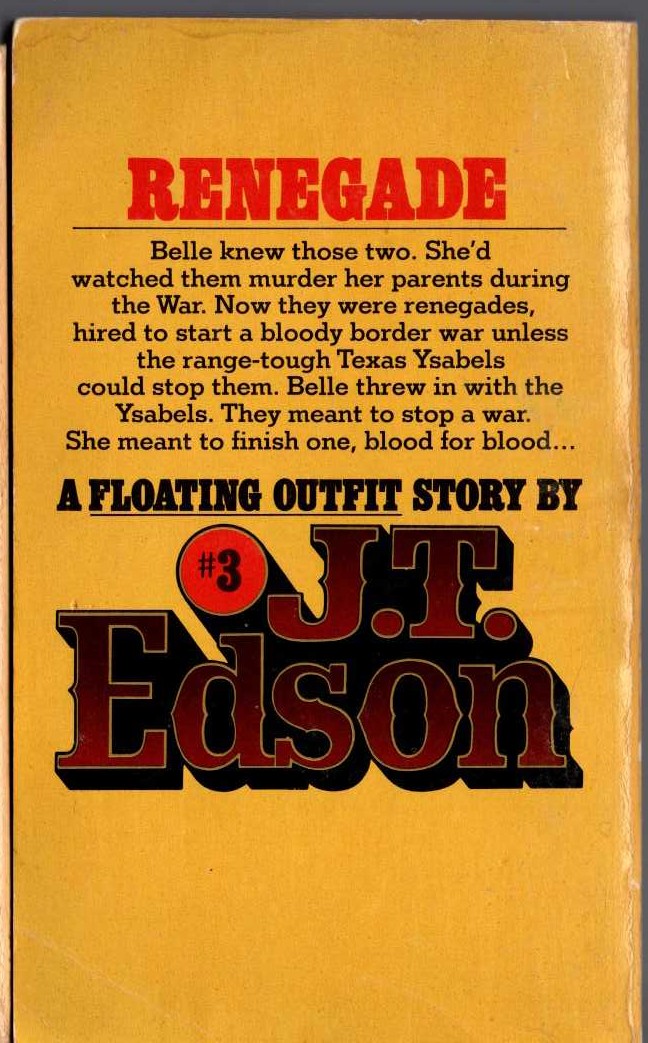 J.T. Edson  RENEGADE magnified rear book cover image