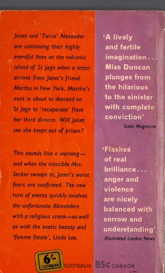 Jane Duncan  MY FRIEND MARTHA'S AUNT magnified rear book cover image