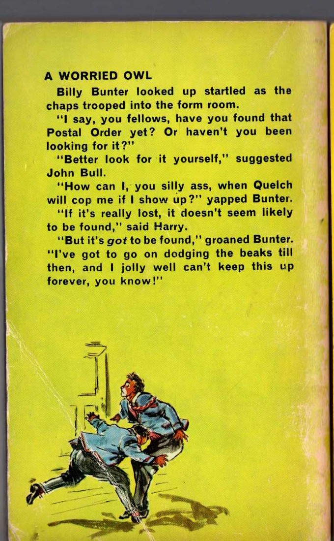 Frank Richards  BILLY BUNTER'S POSTAL ORDER magnified rear book cover image