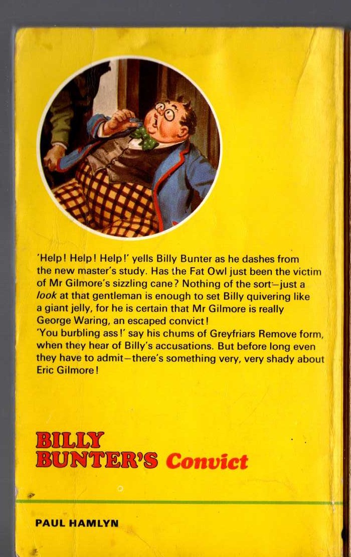 Frank Richards  BILLY BUNTER'S CONVICT magnified rear book cover image