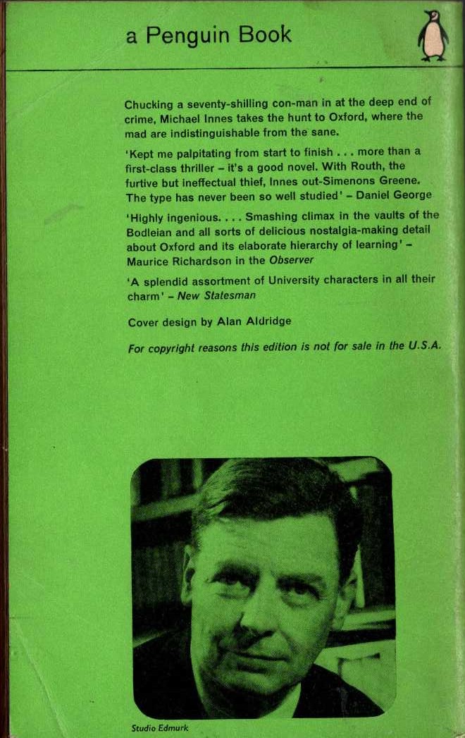 Michael Innes  OPERATION PAX magnified rear book cover image