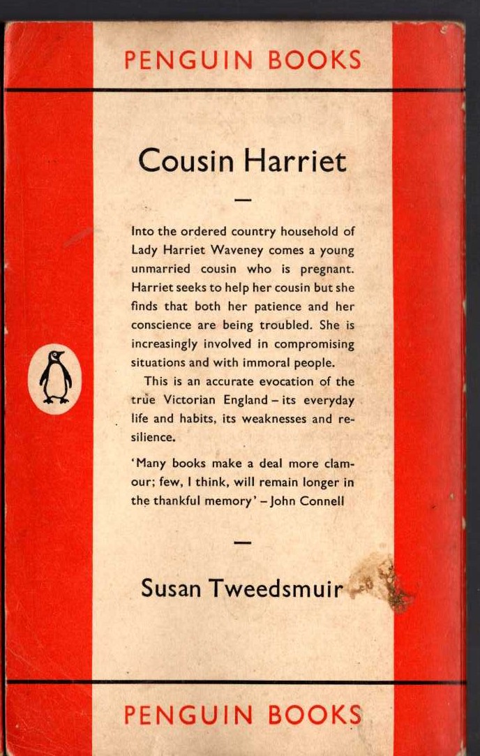 Susan Tweedsmuir  COUSIN HARRIET magnified rear book cover image
