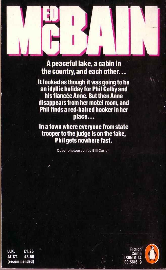 Ed McBain  VANISHING LADIES magnified rear book cover image