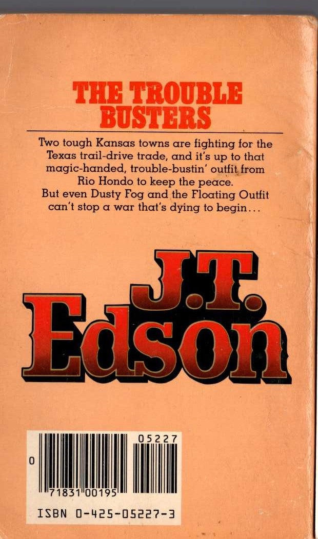 J.T. Edson  THE TROUBLE BUSTERS magnified rear book cover image