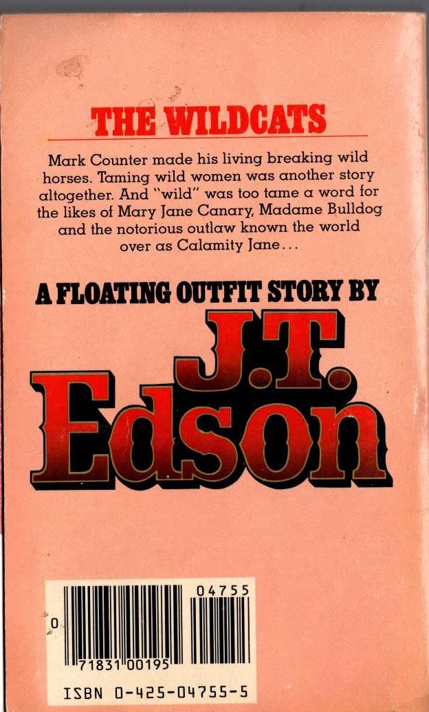 J.T. Edson  THE WILDCATS magnified rear book cover image
