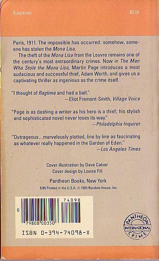 Martin Page  THE MAN WHO STOLE THE MONA LISA magnified rear book cover image