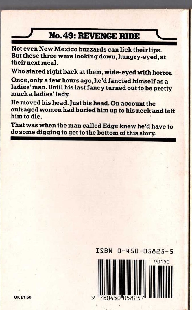 George G. Gilman  EDGE 49: REVENGE RIDE magnified rear book cover image