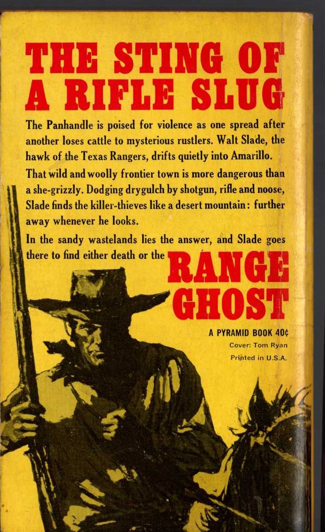 Bradford Scott  RANGE GHOST magnified rear book cover image