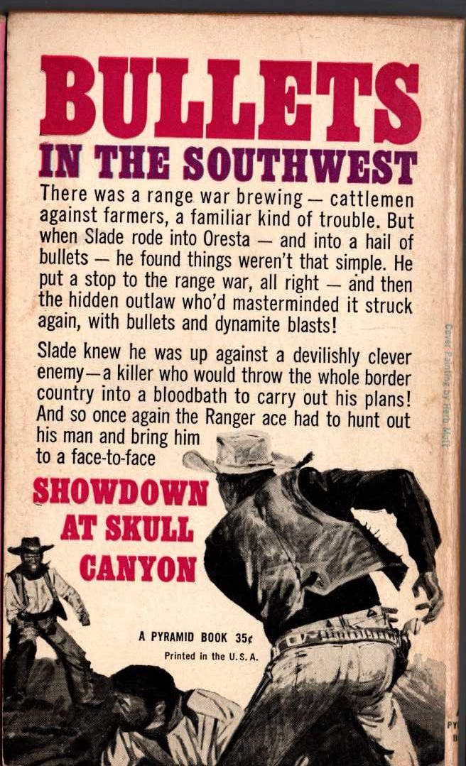 Bradford Scott  SHOWDOWN AT SKULL CANYON magnified rear book cover image