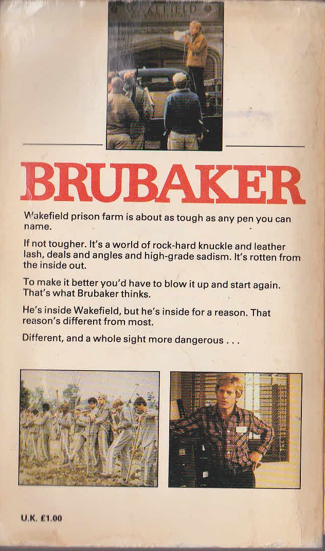 William Harrison  BRUBAKER (Robert Redford) magnified rear book cover image