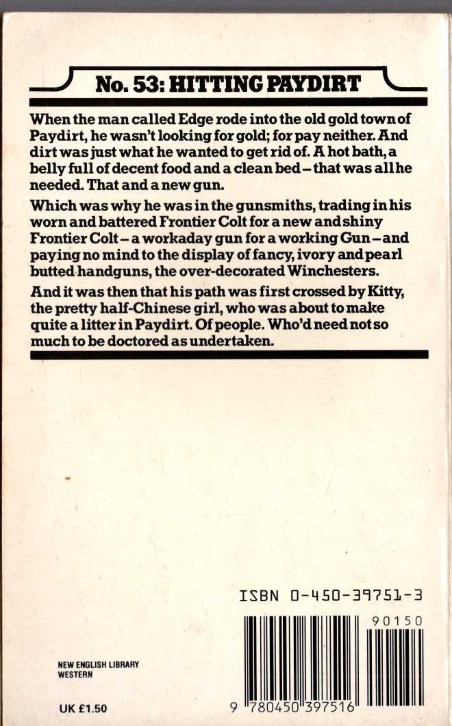George G. Gilman  EDGE 53: HITTING PAYDIRT magnified rear book cover image