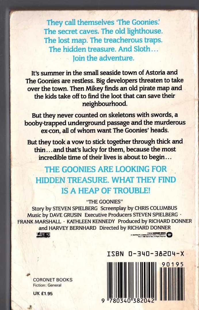 James Kahn  THE GOONIES magnified rear book cover image