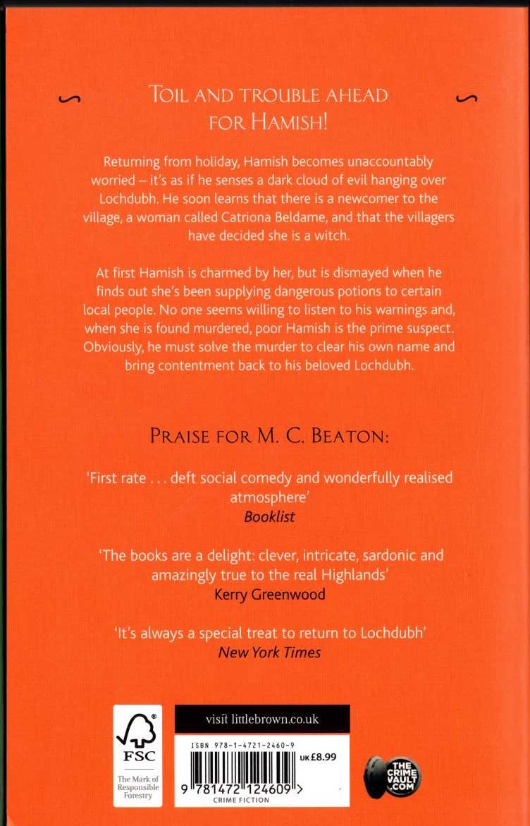 M.C. Beaton  HAMISH MACBETH. Death of a Witch magnified rear book cover image