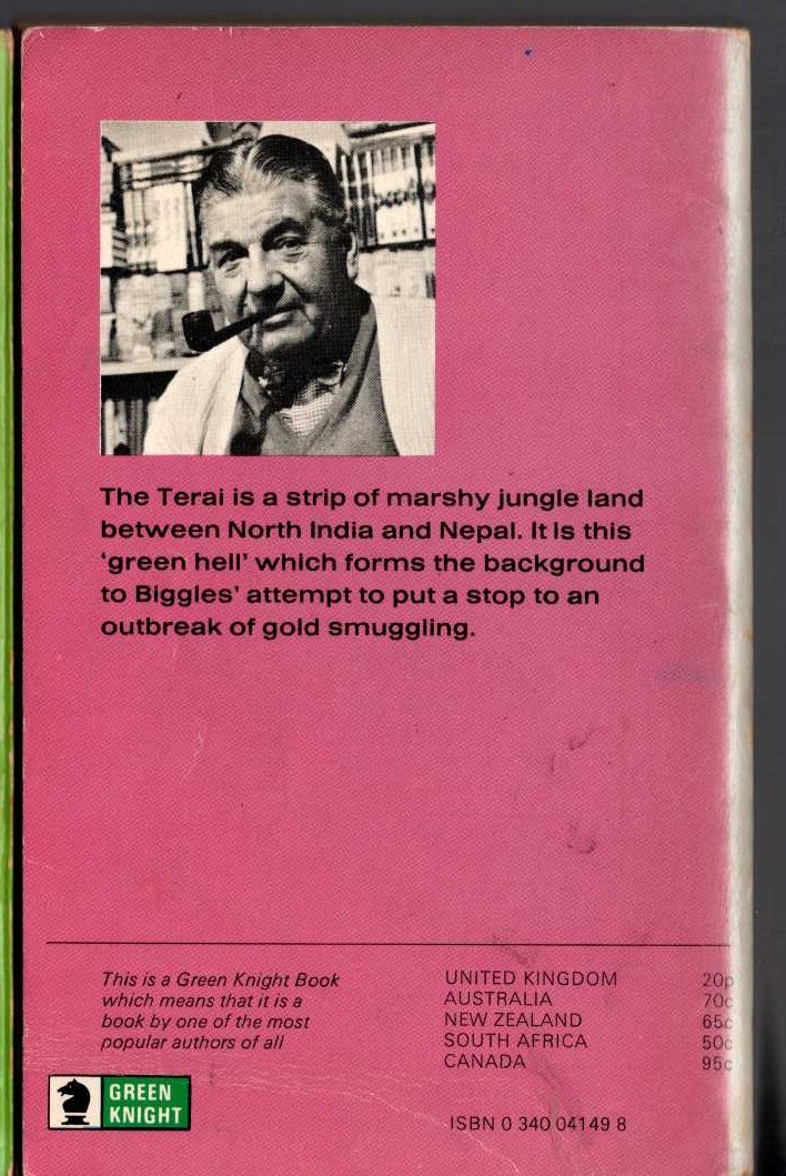 Captain W.E. Johns  BIGGLES IN THE TERAI magnified rear book cover image