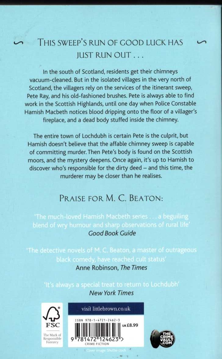 M.C. Beaton  HAMISH MACBETH. Death of a Sweep magnified rear book cover image