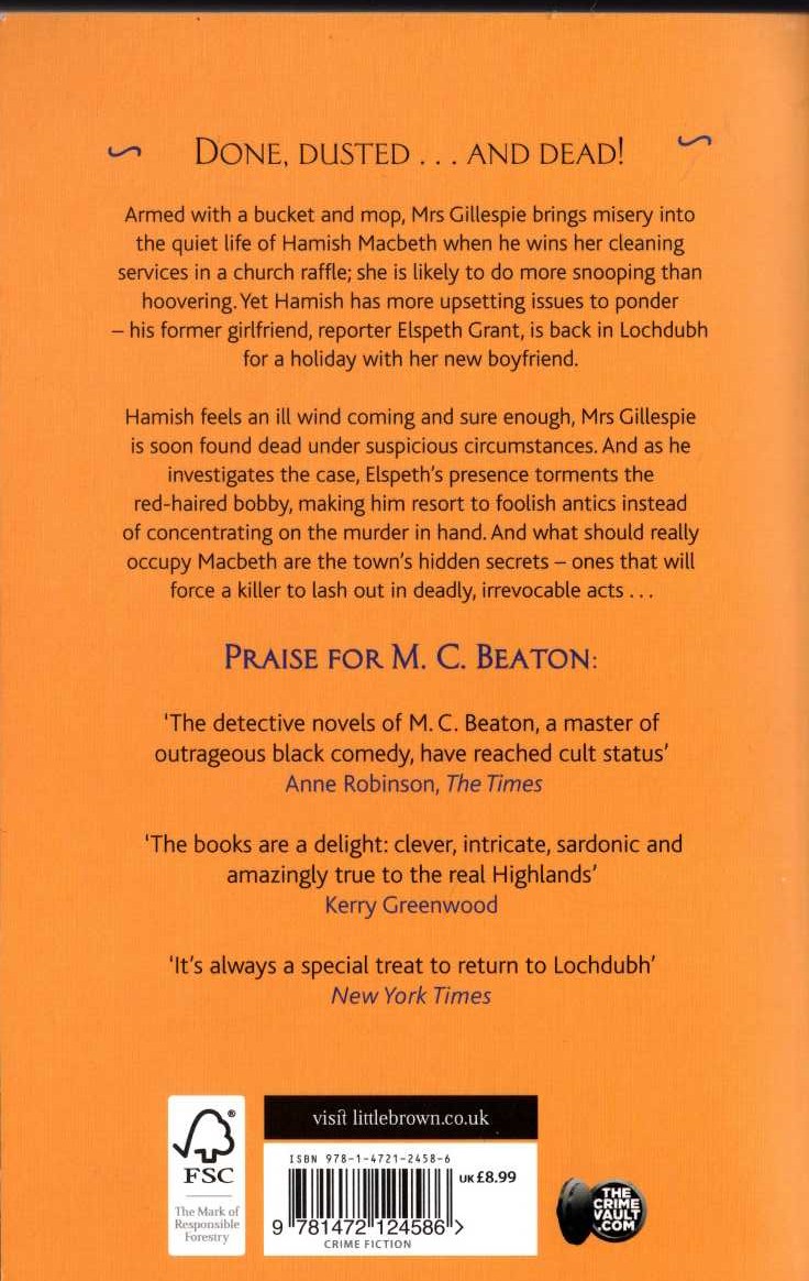 M.C. Beaton  HAMISH MACBEATH. Death of a Maid magnified rear book cover image