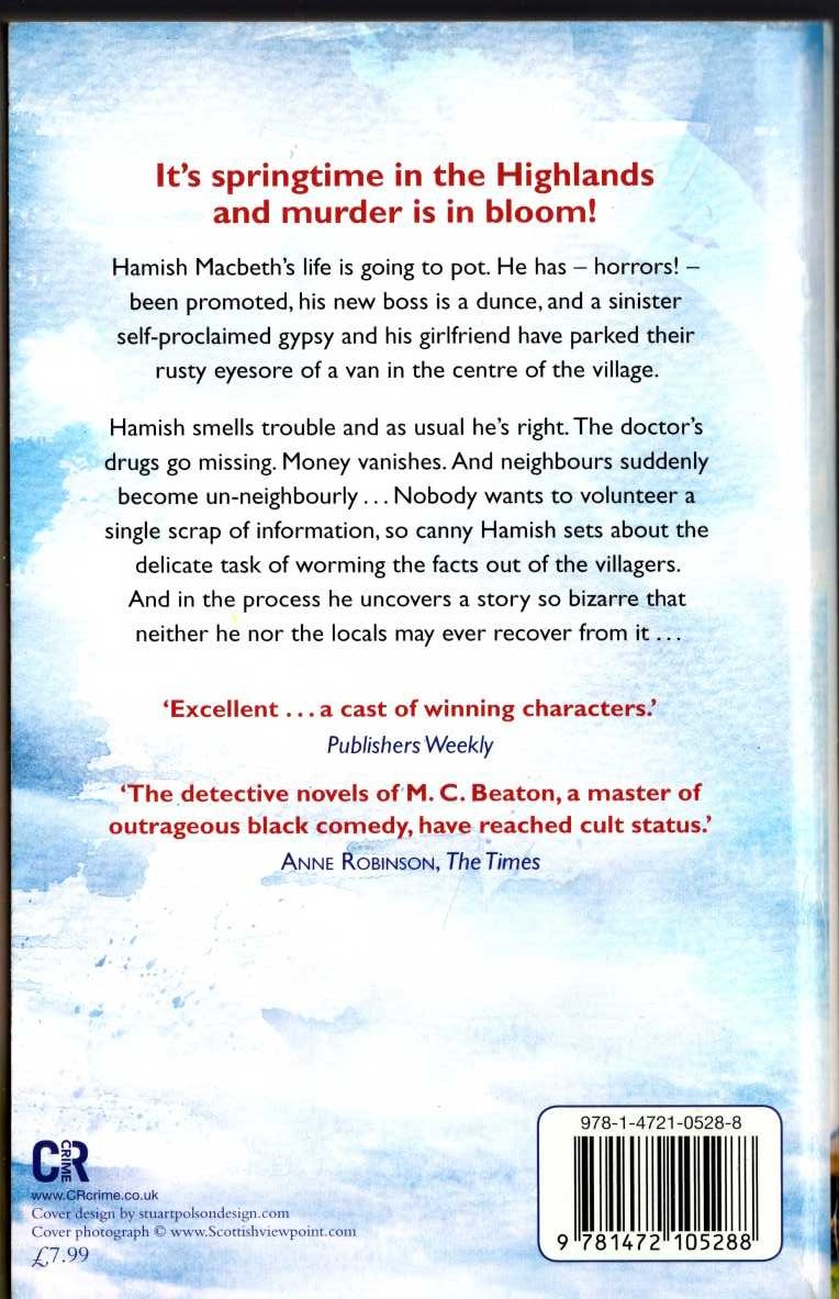 M.C. Beaton  HAMISH MACBETH. Death of a Travelling Man magnified rear book cover image