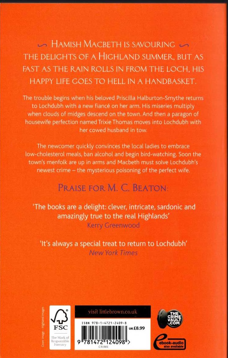 M.C. Beaton  HAMISH MACBETH. Death of a Perfect Wife magnified rear book cover image