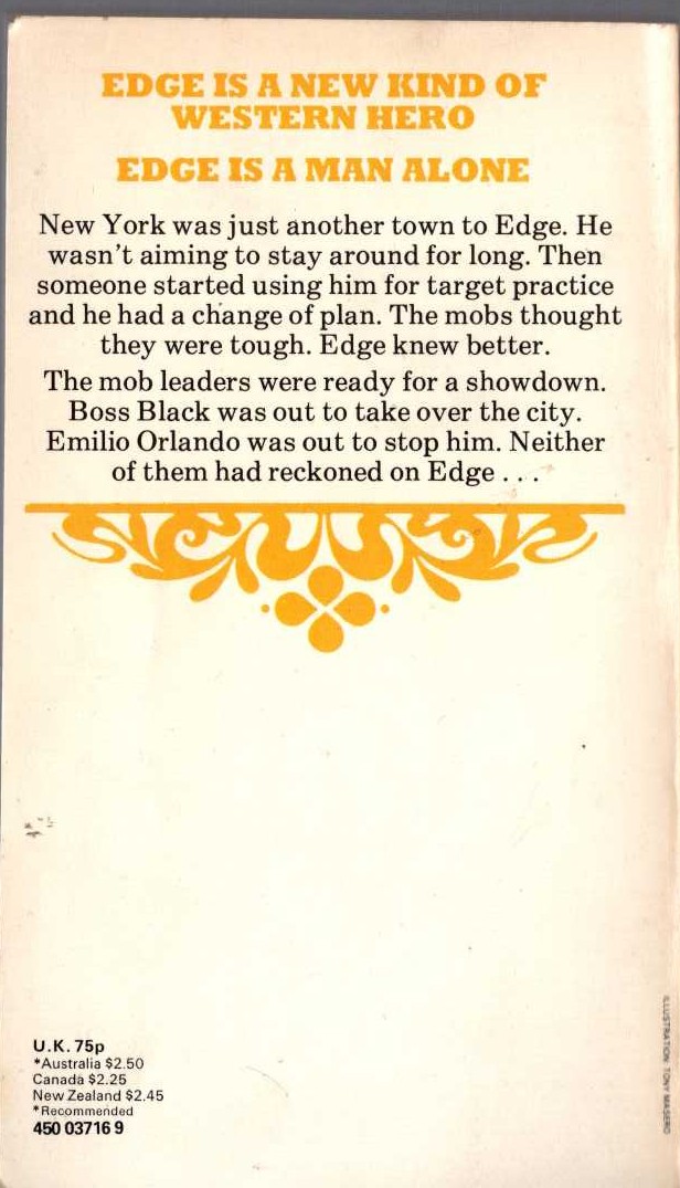 George G. Gilman  EDGE 30: WAITING FOR A TRAIN magnified rear book cover image