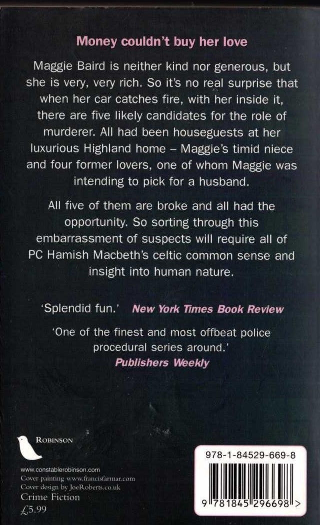 M.C. Beaton  HAMISH MACBETH. Death of a Hussy magnified rear book cover image