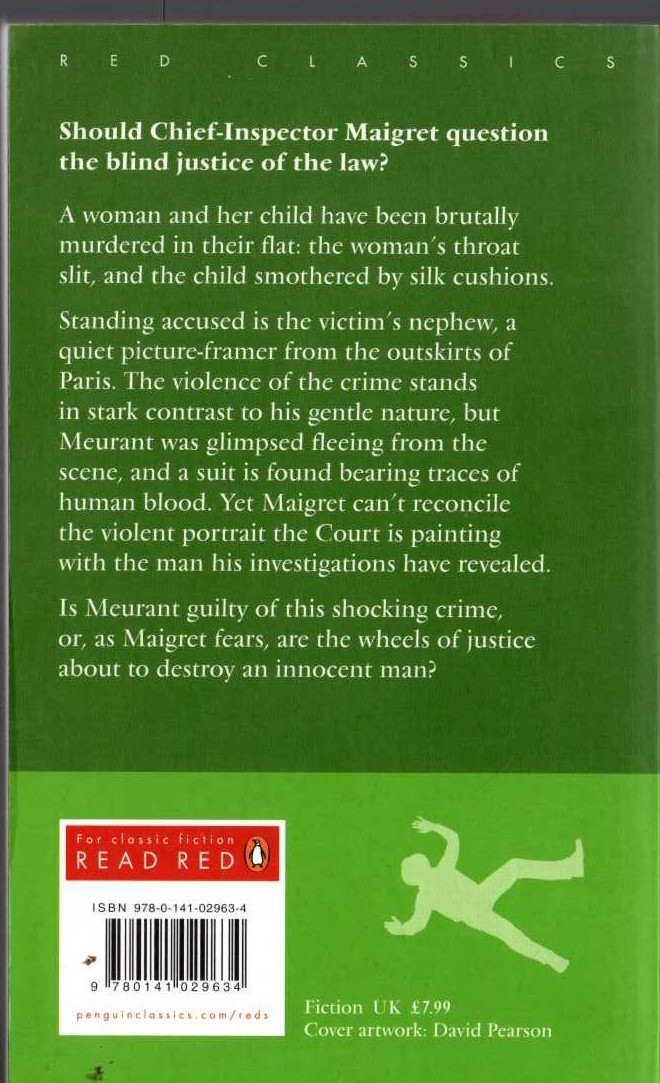Georges Simenon  MAIGRET IN COURT magnified rear book cover image