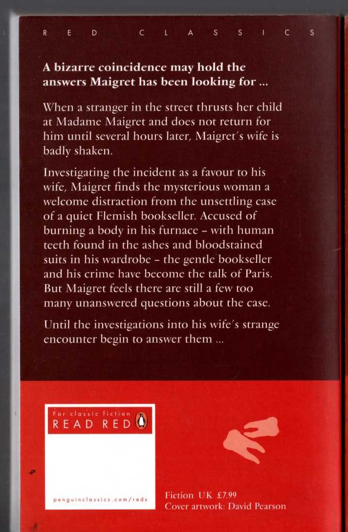 Georges Simenon  THE FRIEND OF MADAME MAIGRET magnified rear book cover image