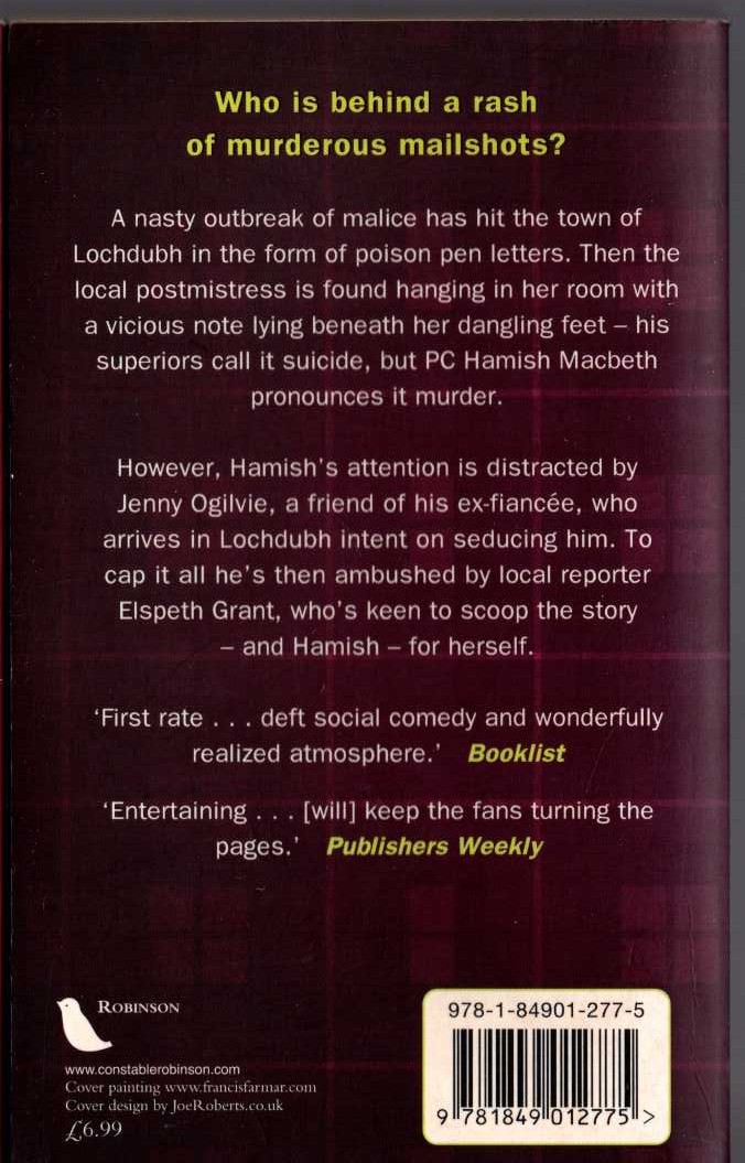 M.C. Beaton  HAMISH MACBETH. Death of a Poison Pen magnified rear book cover image