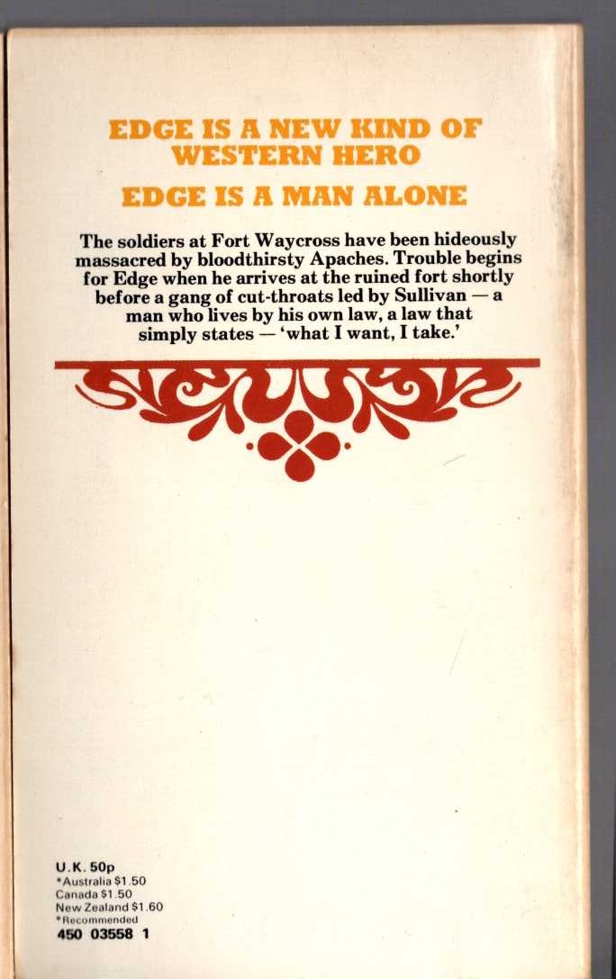 George G. Gilman  EDGE 20: SULLIVAN'S LAW magnified rear book cover image