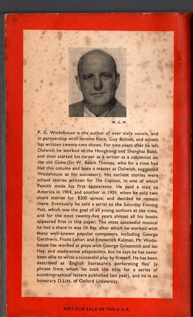 P.G. Wodehouse  UNCLE FRED IN SPRINGTIME magnified rear book cover image
