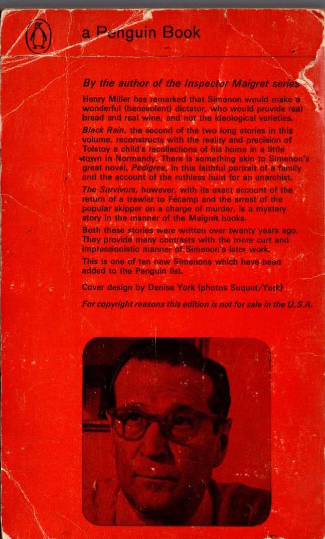 Georges Simenon  BLACK RAIN magnified rear book cover image
