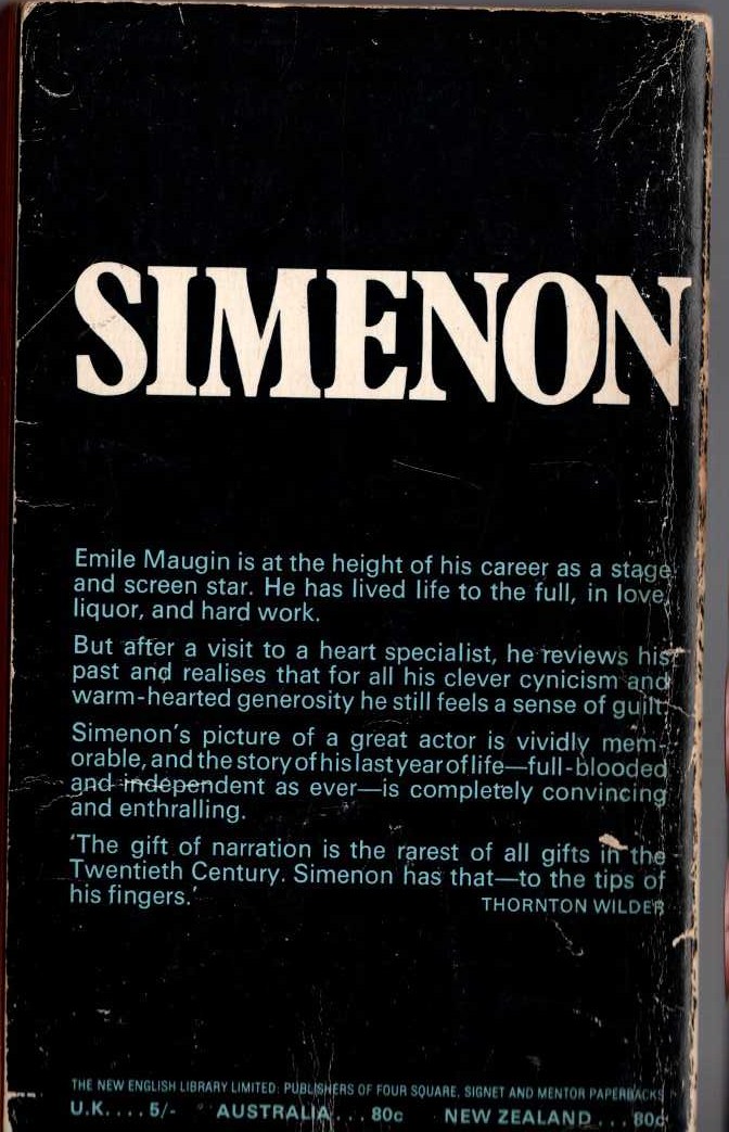 Georges Simenon  THE HEART OF A MAN magnified rear book cover image