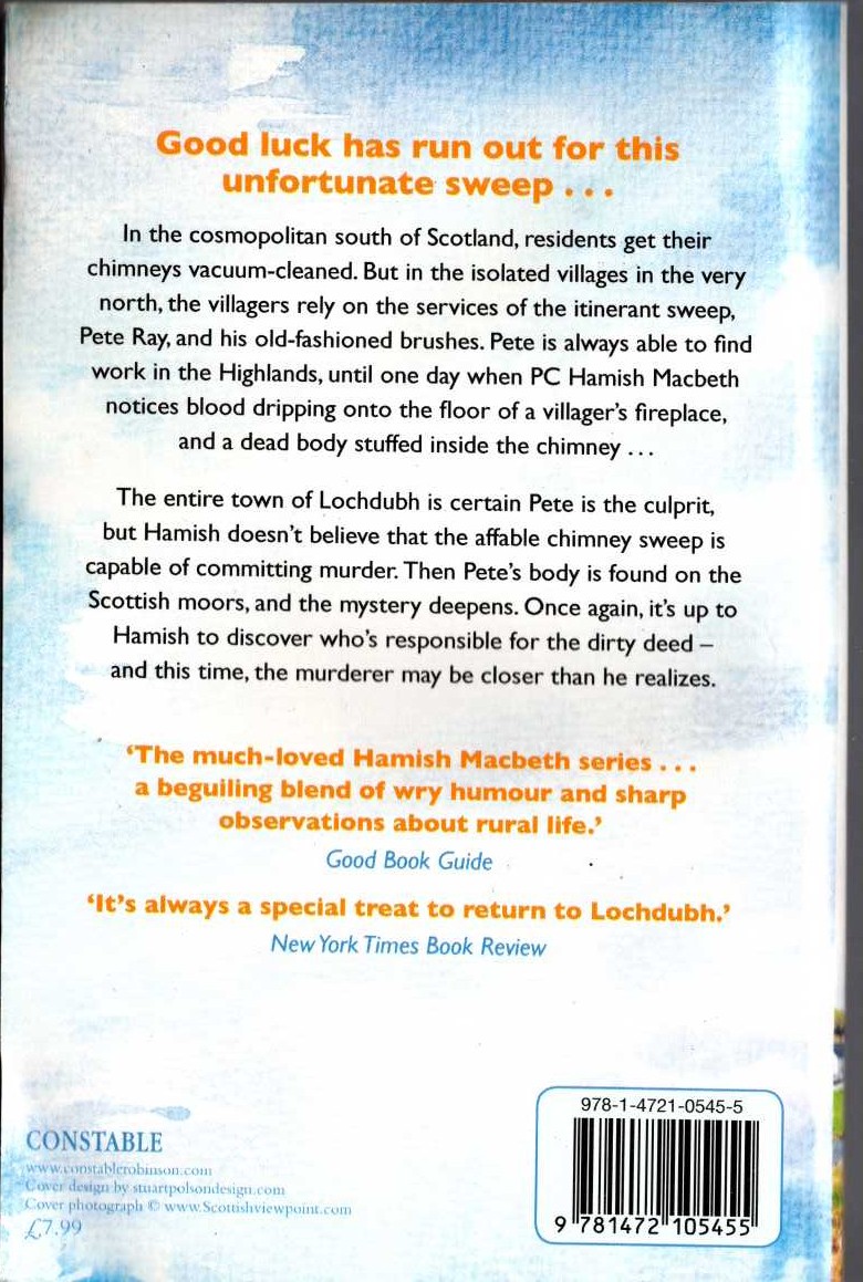 M.C. Beaton  HAMISH MACBETH. Death of a Sweep magnified rear book cover image