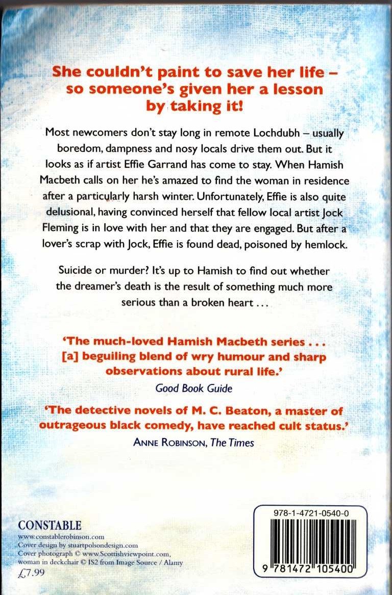 M.C. Beaton  HAMISH MACBETH. Death of a Dreamer magnified rear book cover image