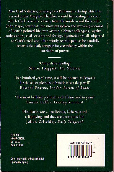 Alan Clark  DIARIES magnified rear book cover image