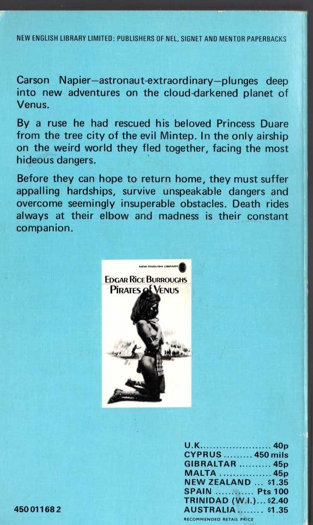 Edgar Rice Burroughs  ESCAPE ON VENUS magnified rear book cover image
