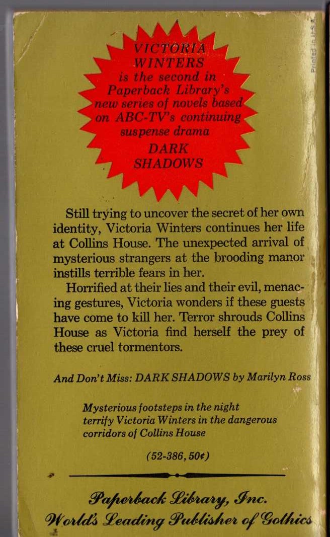 Marilyn Ross  VICTORIA WINTERS magnified rear book cover image