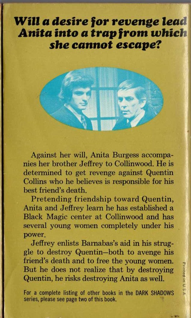 Marilyn Ross  BARNABAS, QUENTIN AND THE WITCH'S CURSE magnified rear book cover image