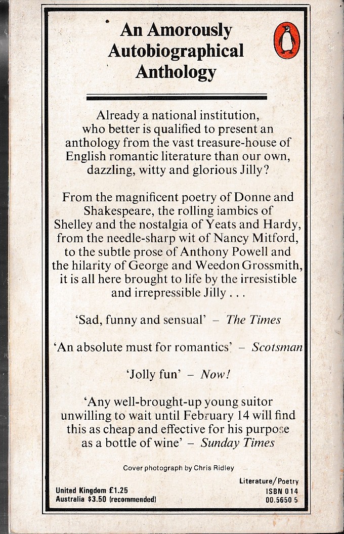 Jilly Cooper  THE BRITISH IN LOVE magnified rear book cover image