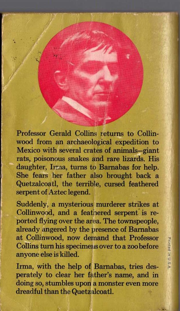 Marilyn Ross  BARNABAS, QUENTIN AND THE SERPENT magnified rear book cover image