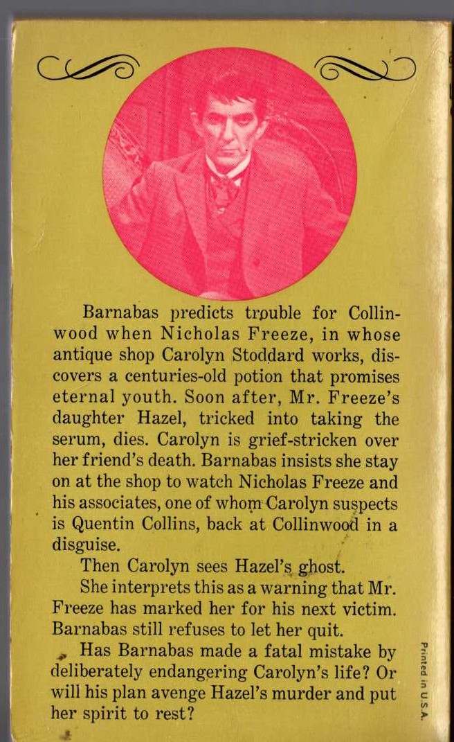 Marilyn Ross  BARNABAS, QUENTIN, AND THE MAGIC POTION magnified rear book cover image