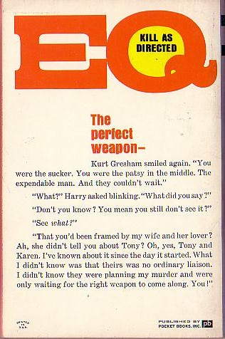 Ellery Queen  KILL AS DIRECTED magnified rear book cover image